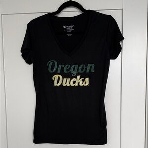 Black Oregon Ducks Women's V-neck Short Sleeve Tee